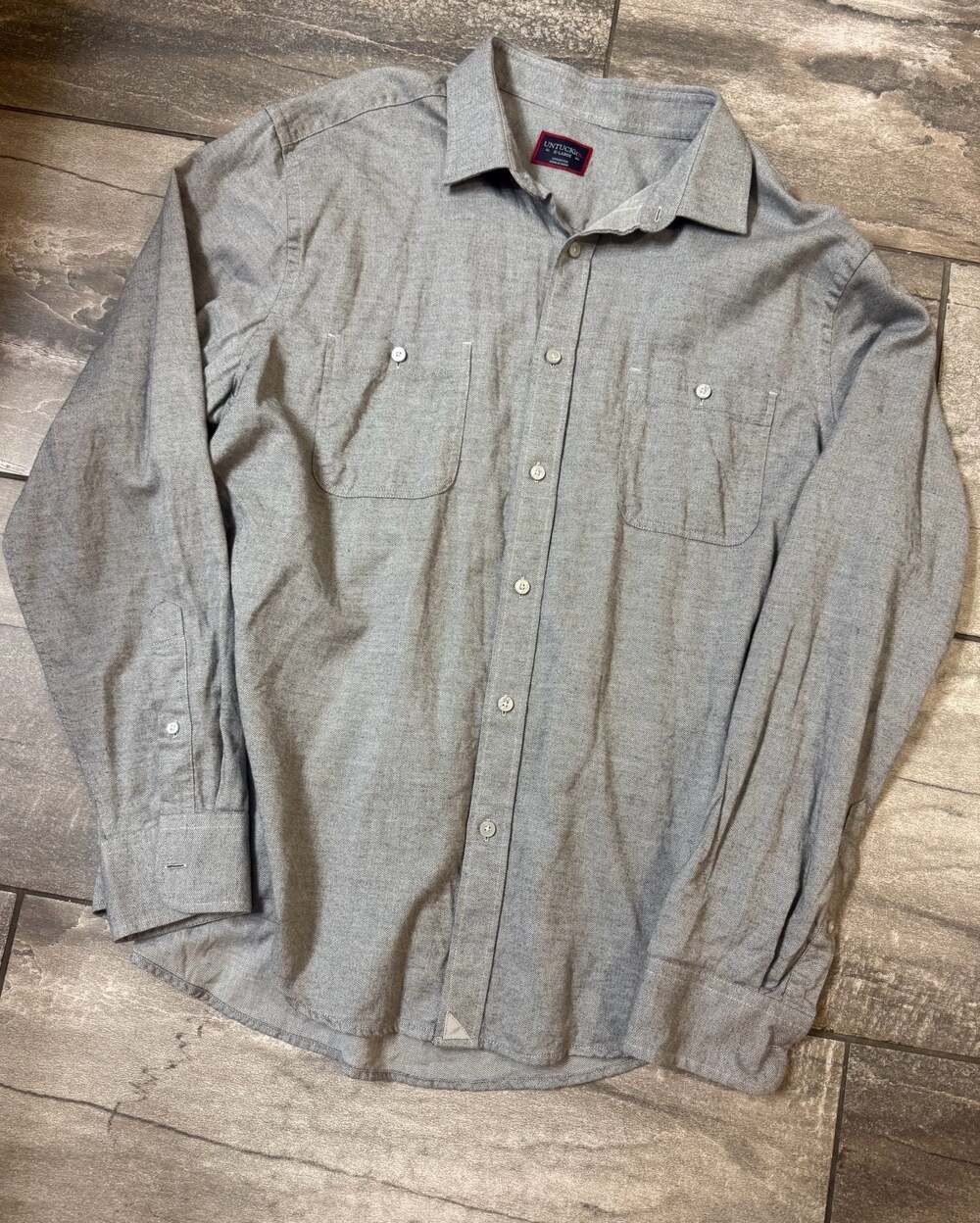 UNTUCKit Hemsworth Long Sleeve Grey Herringbone Button-Down Shirt